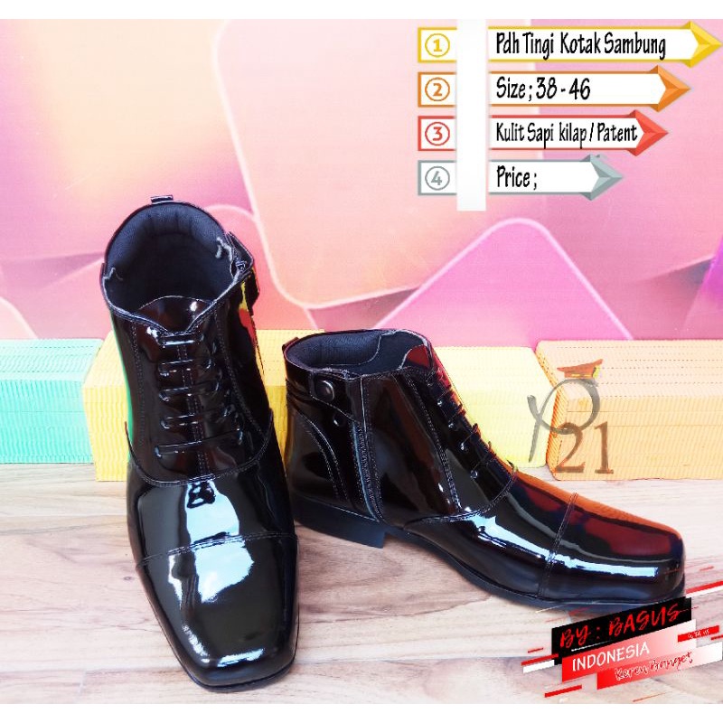 polki tinggi sambung kotak p21/ sepatu p21/ sepatu polki p21