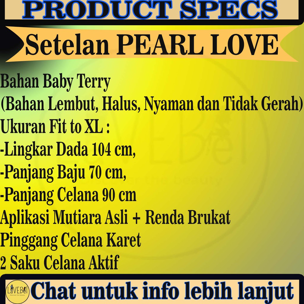 LVB Set Wanita PEARL LOVE /TERBARU TERLARIS TERMURAH/Piyama/Set Renda Brukat Aplikasi Mutiara/20461