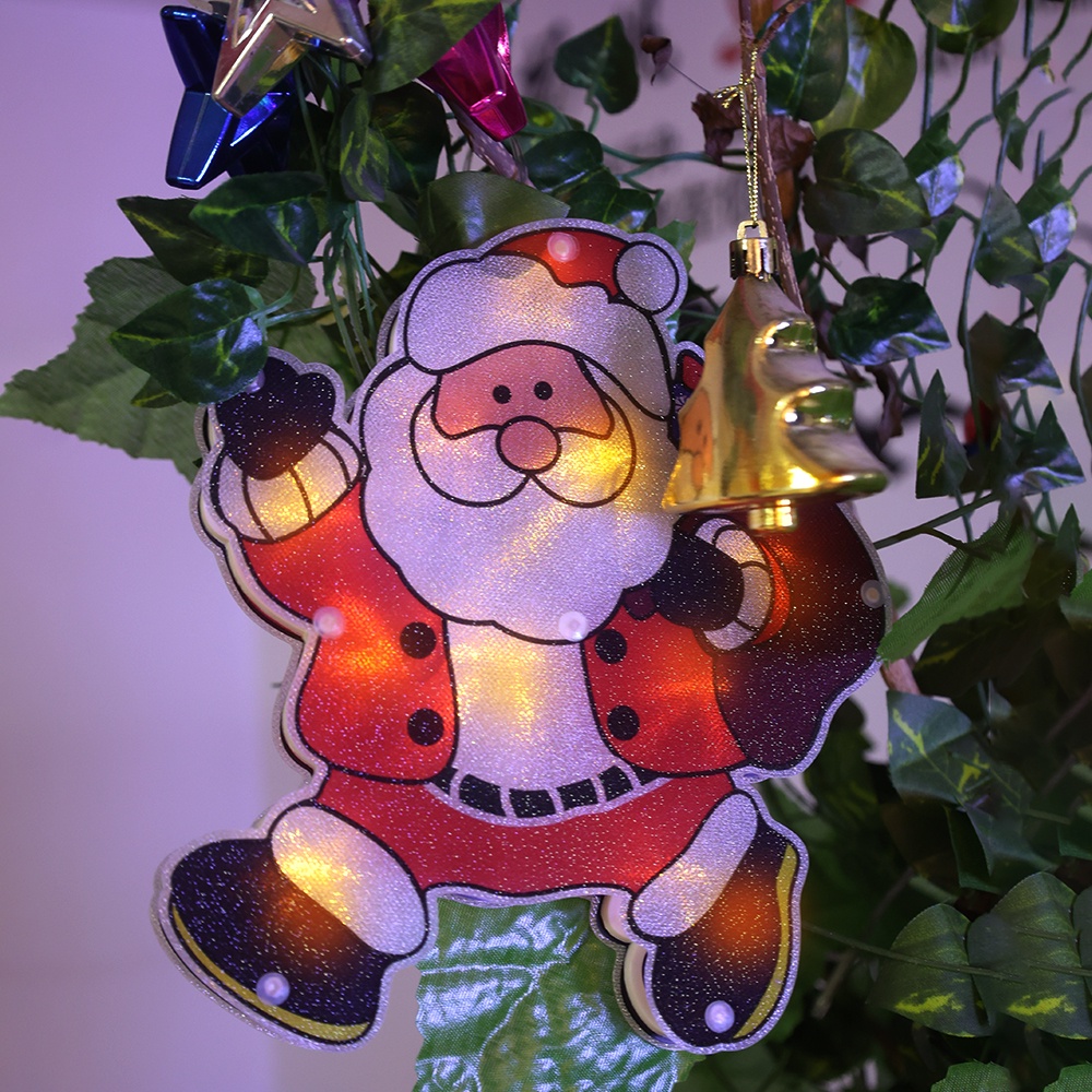 Lampu LED Bentuk Santa Claus Snowman Dengan Suction Cup Untuk Dekorasi Pohon Natal