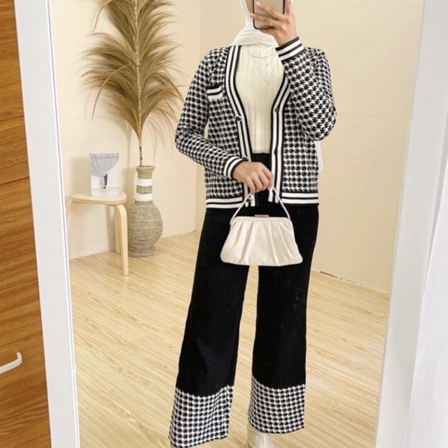 ONE SET RAJUT IMPORT CELANA KULOT WANITA | SET CELANA WANITA KREA | ONE SET TERBARU SETELAN CARDIGAN
