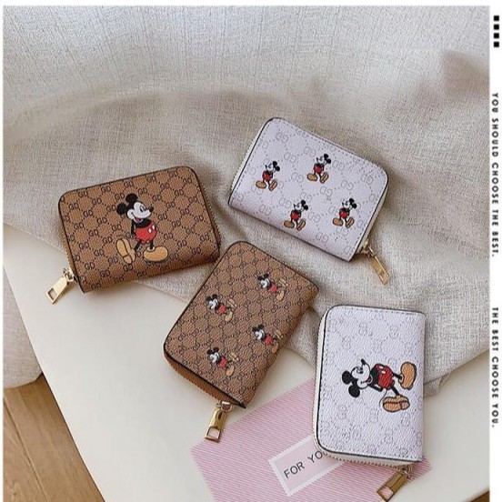 BJ14062 - BROWN/WHITE - DOMPET KARTU MICKEY SMALL/BIG IMPORT TAS WANITA FASHION IMPORT MODIS ELEGAN TERMURAH TERLARIS TERBARU BAGSTORE JAKARTA TAS BATAM ELJ4062 CR7267 BQ2860