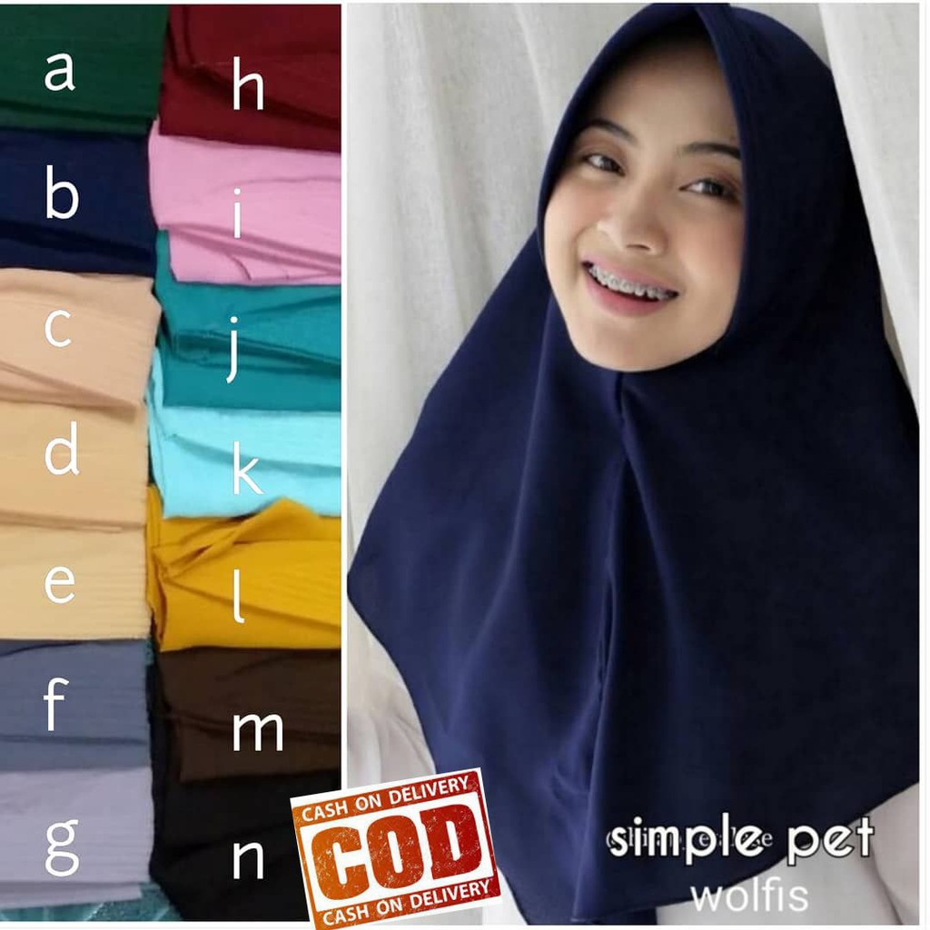 AV - JILBAB PETS KERUDUNG INSTANT BAHAN WOLFIS (GRATIS ONGKIR)