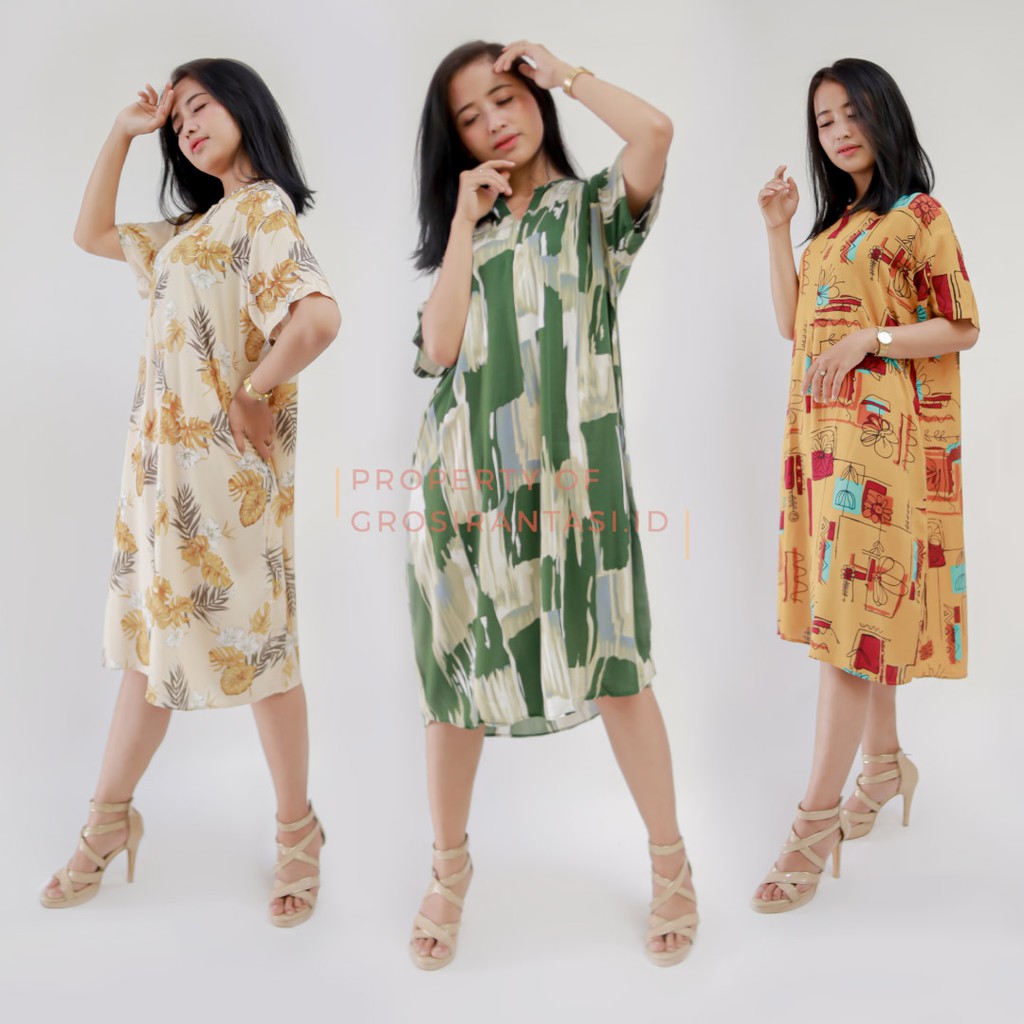 Daster Habel Nagita Setutut Rayon Premium Busui Friendly / Mini Dress