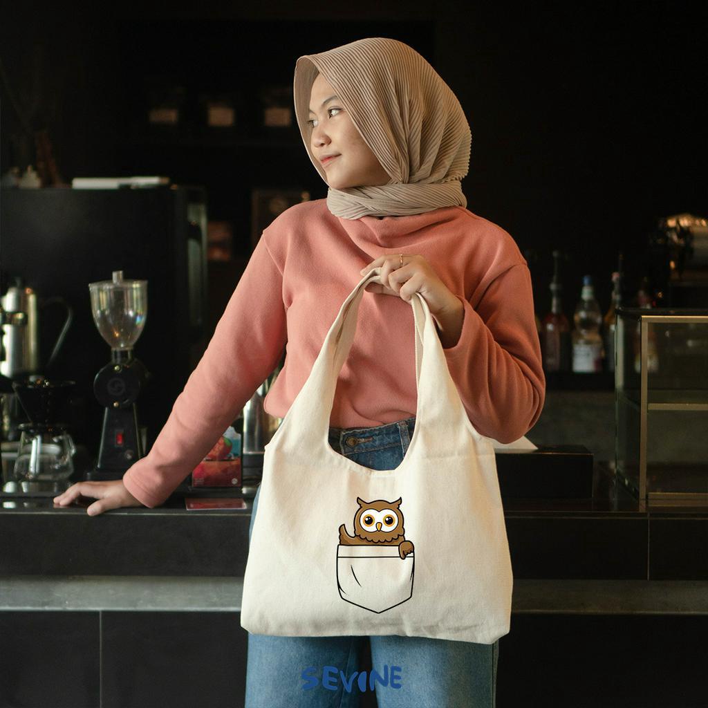 Sevine Tote Bag Kanvas Bonnie Tas Wanita Aesthetic Kuliah Fashion Laptop Sekolah Totebag Vintage Lucu Animal Series - XD