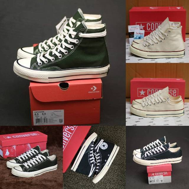 [BISA COD] Sepatu Converse 70s Army / Black White / Parchment / Green