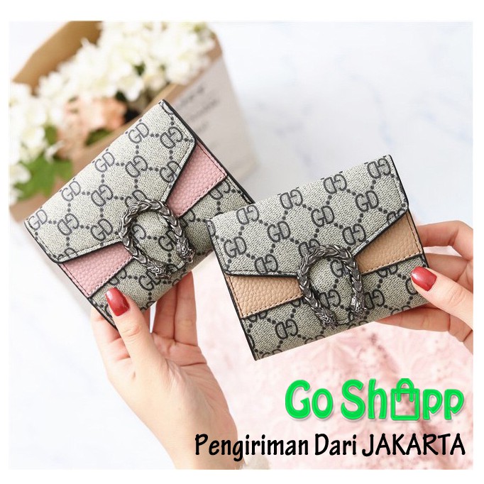 Dompet Wanita Import Premium - Dompet Lipat Wanita Fashion - Dompet Motif GD Kancing Ular [PD09]