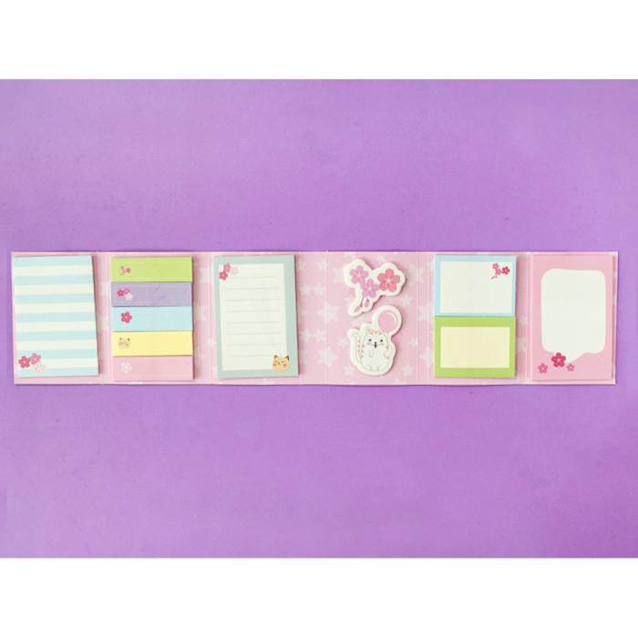 

White Cat Sakura Sticky Notes Set / Catatan Tempel / Notes - Varian D