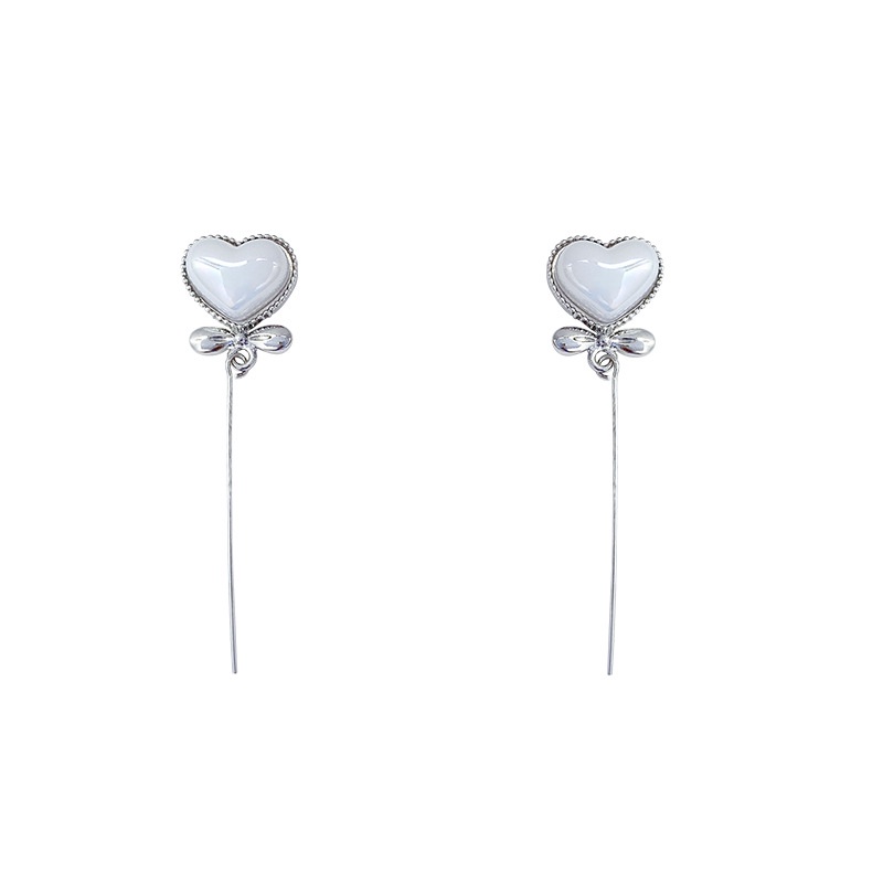 Anting Tusuk Bentuk Balon Hati Aksen Mutiara Imitasi Bahan Alloy Untuk Wanita