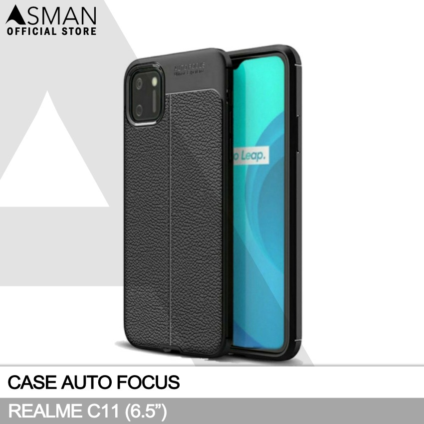 Auto Focus Realme C11 (6.5&quot;) | Soft Case Leather Premium - Hitam