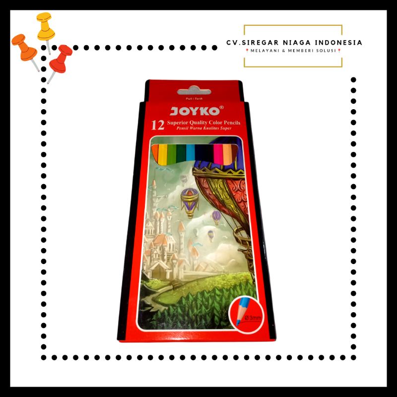 

Pensil Warna / Colour Pencil / Pulas Menggambar Anak 1 Set Isi 12 Warna Joyko Ukuran Panjang ORI Murah Berkualitas
