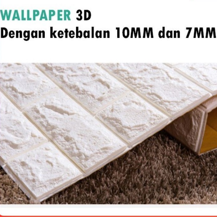 Wallpaper dinding 3D 7 mm dan 10 mm wallpaper Timbul wallpaper 3D wallpaper batu bata putih wallpape