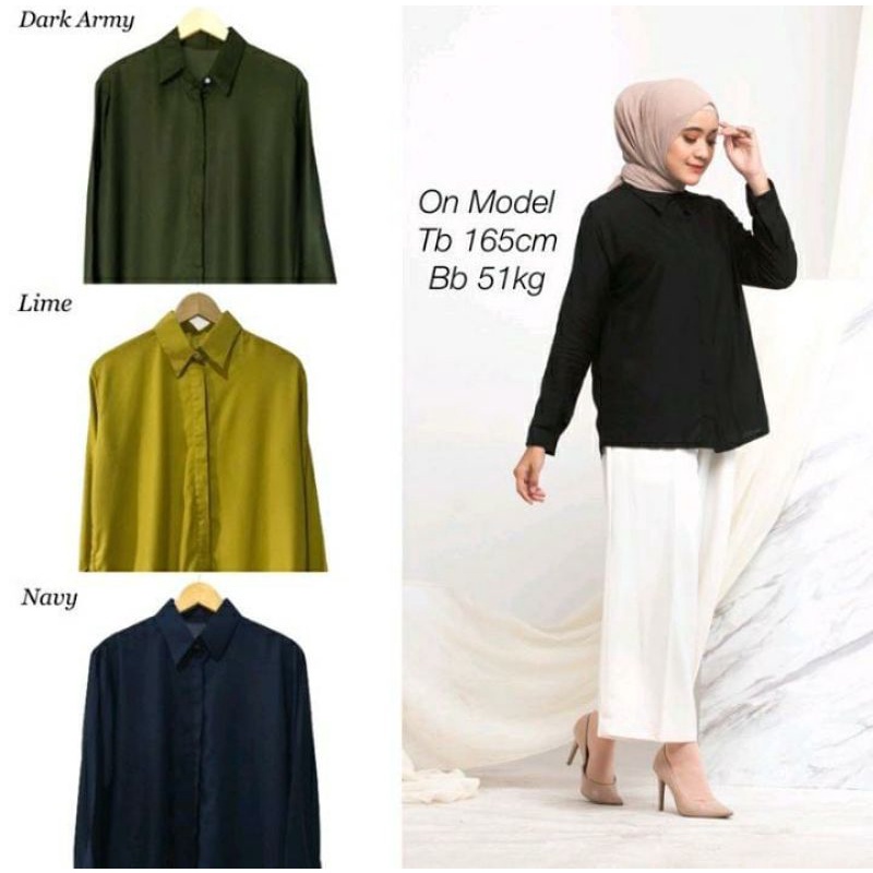 Baju wanita polos casual putih wanita lengan panjang