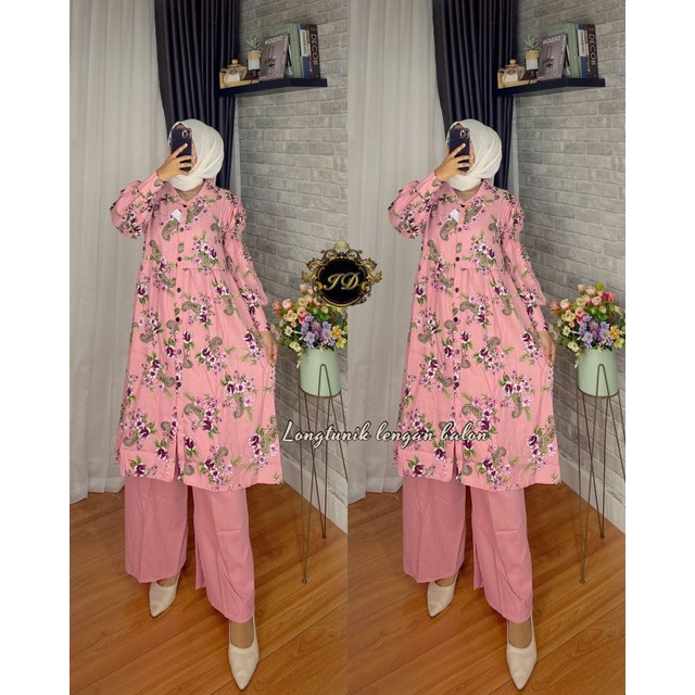 One set Long tunik Syakila Full kancing.