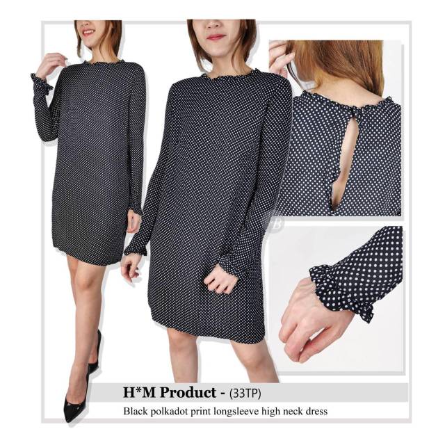 H*m hnm black polkadot print dress