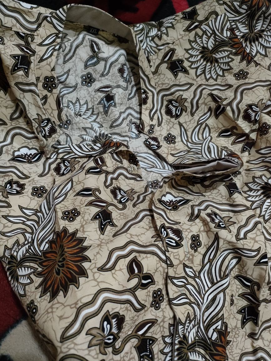 Kemeja Batik Anak Slimfit Warna Cream Panjang Dan Pendek