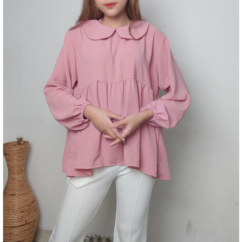 YURA BLOUSE/BLOUSE WANITA CRINKLE/BLOUSE KOREA/BLOUSE CRINKLE