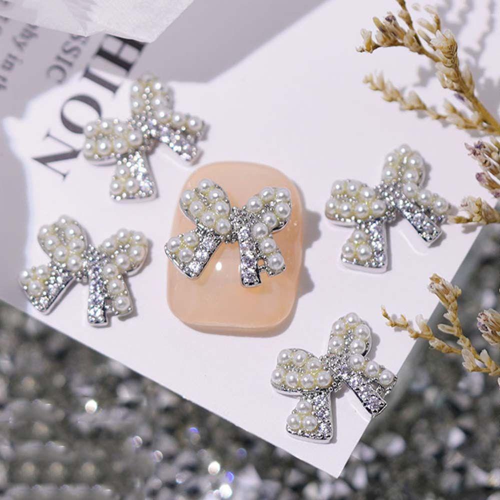 AUGUSTINA Agustina Ikatan Simpul Kuku Berlian Imitasi Mewah Fashion 3D Kuku Pesona DIY Nail Art Nail Art Ornamen Perhiasan Kuku Kristal