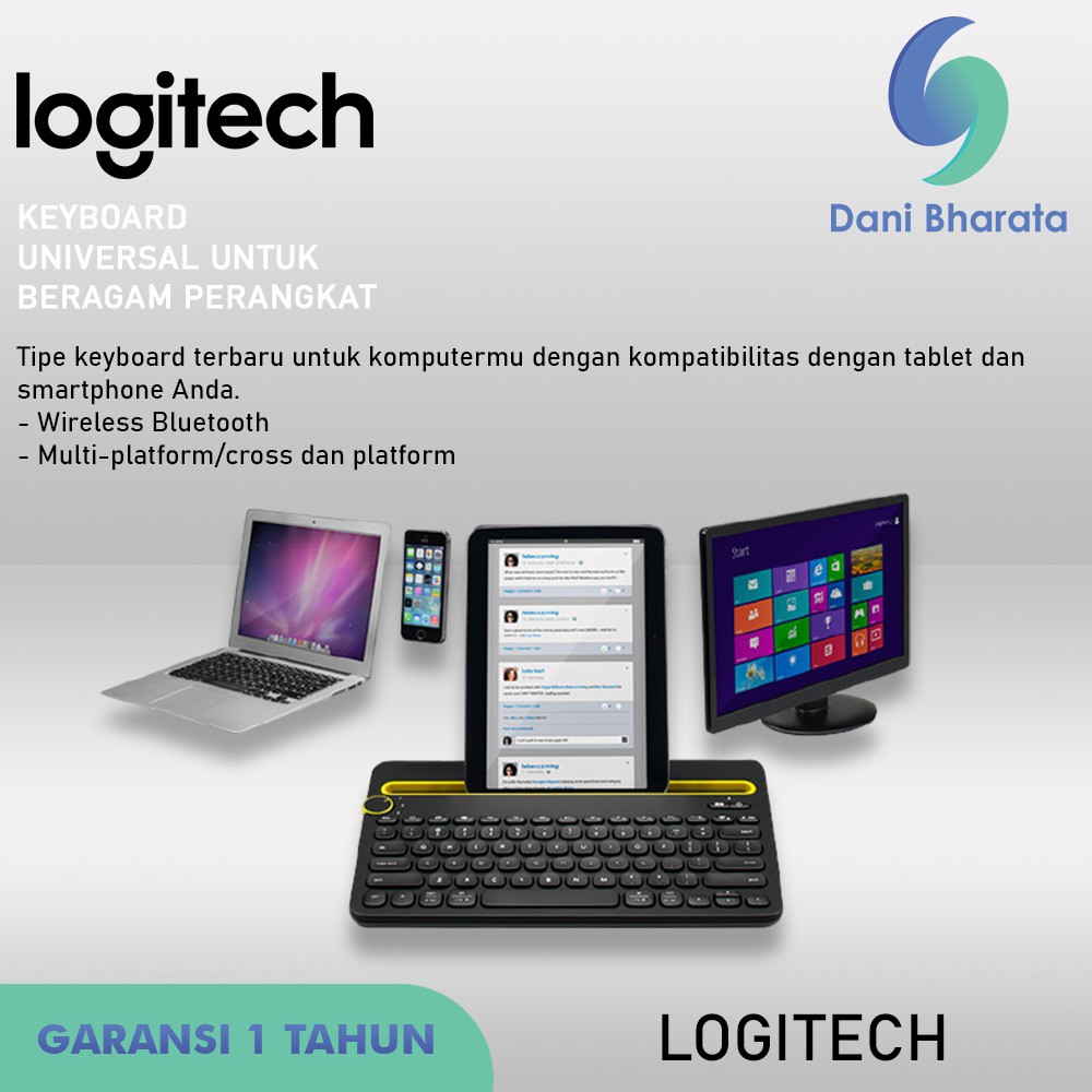 Logitech Bluetooth Multi-Device Keyboard K480 100% ORIGINAL