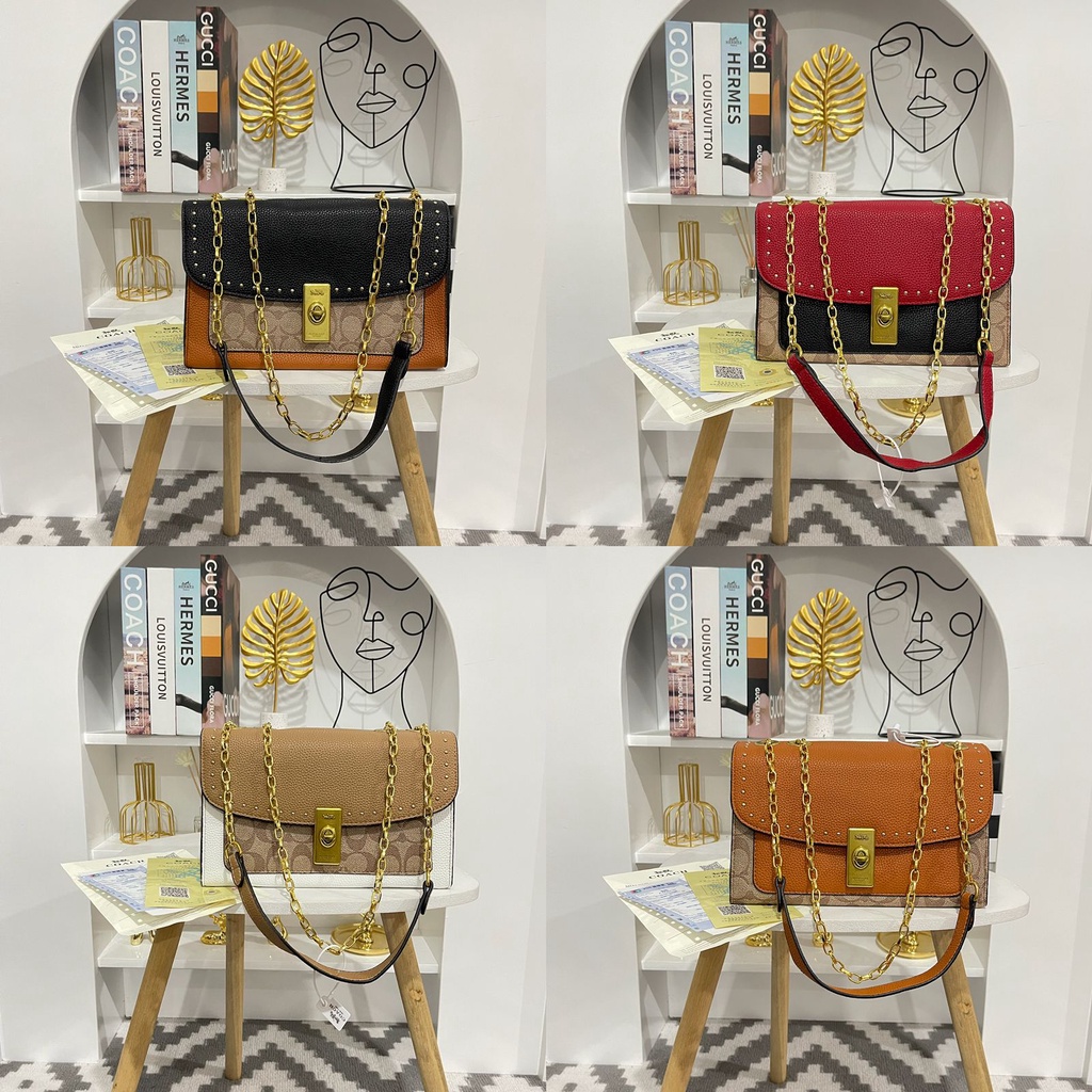 Coach Lane Studded shoulder bag tas selempang wanita premium sb