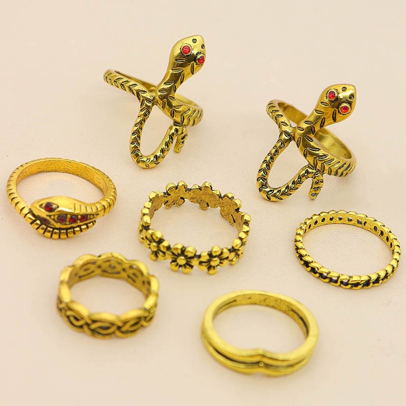 7pcsset Cincin Aneka Desain Untuk Wanita