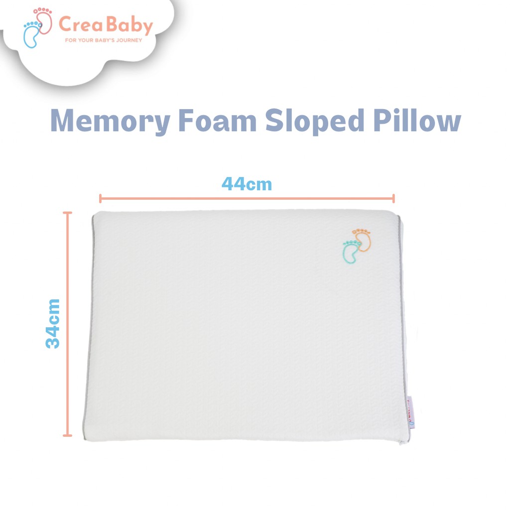 CREA BABY Sloped Pillow + Case I Bantal Anti Gumoh I Bantal Bayi Memory Foam | Bantal Anti Peang