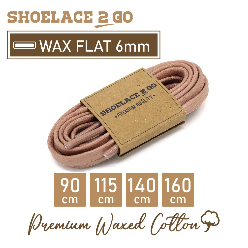 SHOELACE 2 GO PREMIUM TALI SEPATU LILIN WAX GEPENG PIPIH FLAT - WF6 - G1 - PINK ROSEWOOD - 6MM