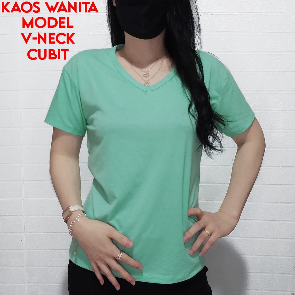 JESETA KAOS ATASAN WANITA V NECK CUBIT GROSIR MURAH ATASAN WANITA TSHIRT WANITA