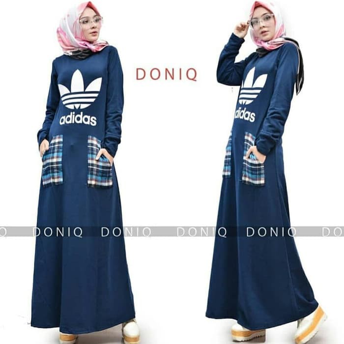 MAXI DRESS MUSLIM WANITA ADIDAS VARIASI DUA SAKU AKTIF BAHAN ADEM DAN TEBAL/GAMIS CASUAL CEWEK MURAH