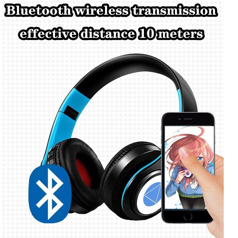 ⚡Bluetooth+wired⚡Anime headset Headphone Bluetooth Headset Musik Gaming dengan Mic Suara HIFI Bass Mantap Miku Nakano Sanjiu Cosplay MMY