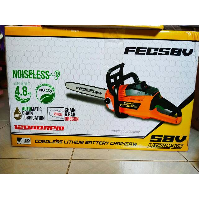 chain saw elektrik/baterai firman FEC58V senso mesin gergaji potong kayu