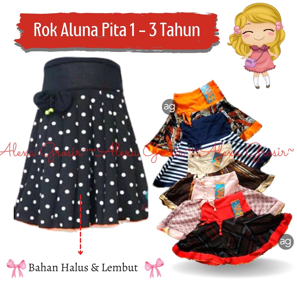 Rok Anak Pendek bahan Kombi Aneka Motif Untuk 1 - 3tahun  ALUNA pita Lokal Murah | skirt anak