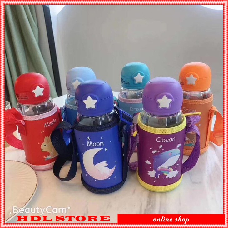 G12 BOTOL MINUM ANAK - IMUT CUTE KEKINIAN - TALI DAN POUCH