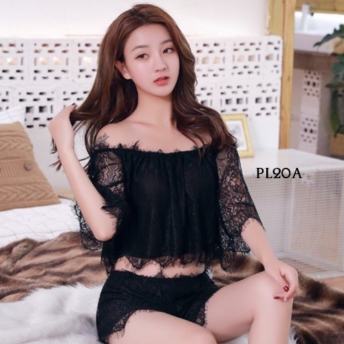 [STOK TERBATAS] SABRINA SEXY SETELAN WANITA BAJU TIDUR SEXY SLEEPWEAR LACE HITAM PL20A