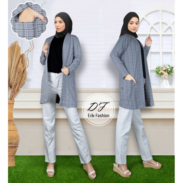 CARDY OUTER / Cardigan Oversize / Cardigan Wanita / CARDIGAN MOTIF Kotak- Kotak