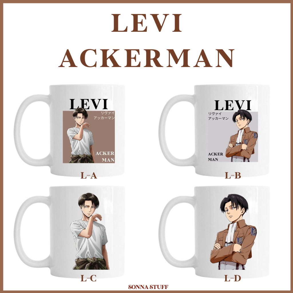 GELAS LEVI ACKERMAN CAPTAIN LEVI ATTACK ON TITAN SHINGEKI NO KYOJIN | MUG LEVI ACKERMAN FANKIT