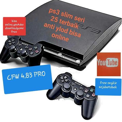 Ps3 slim Cfw 4.83 pro cech 25 bisa buat online and YouTube.hdd 500gb
