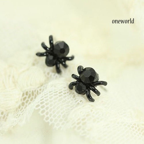 OW@ Women's Fashion Gifts Cute Jewelry Black 3D Animal Mini Spider Stud Earrings