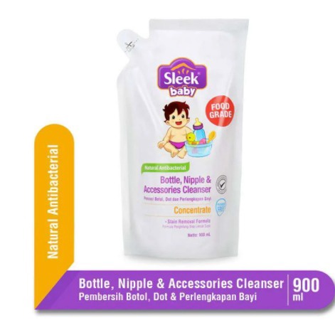 Sleek Laundry Detergent RefilL  900 ML SLEEK BABY LAUNDRY,Sleek Baby Botol Cleanser 900 Ml Refill Bottle Nipple Pembesih Botol Susu