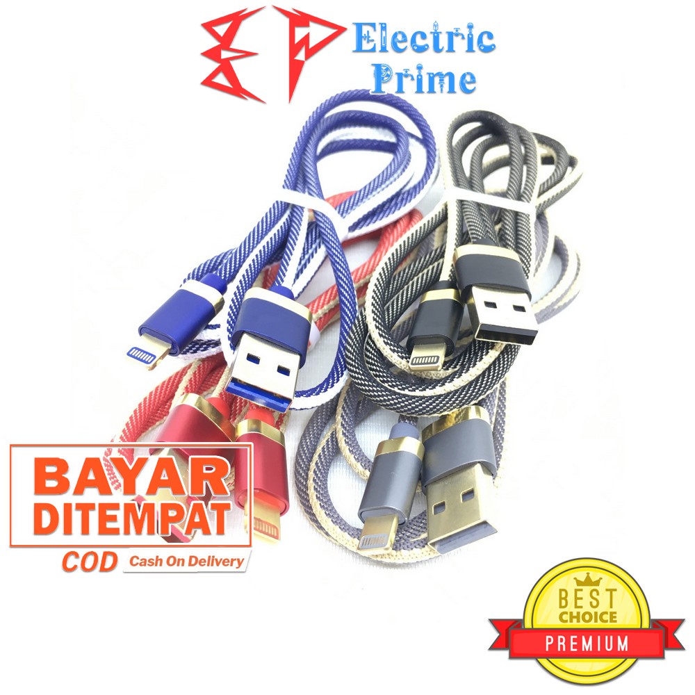 Kabel Charger Lightning USB Jeans Cable Data IOS Fast Charging 3.0 Quick Charge iPhone iPad Denim