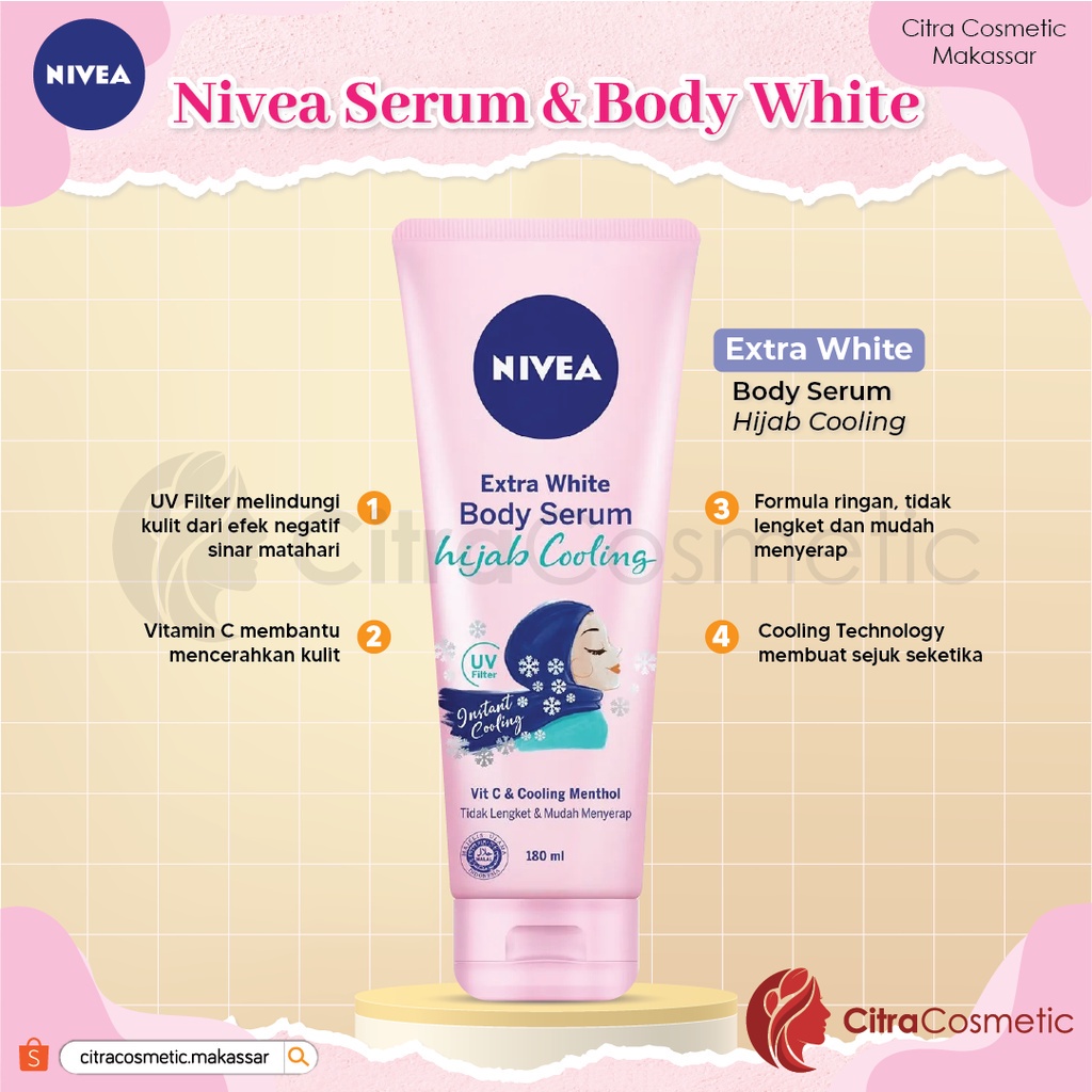 Nivea Body Serum Extra White | Night | Repair Care Protect | Radiant | Glow | Hijab 180ml