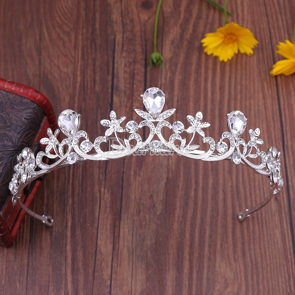 Tiara Mahkota Berlian Imitasi Bahan Alloy untuk Pengantin Wanita