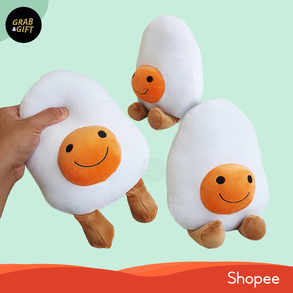 Boneka Happy Egg Plushie Soft Sunny-Side Egg Telur 20cm