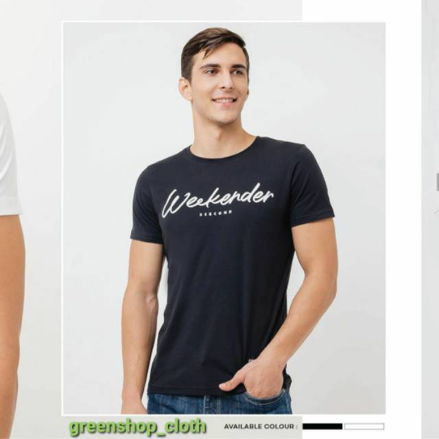 Kaos atasan pria WEEKENDER hitam 3second ORIGINAL