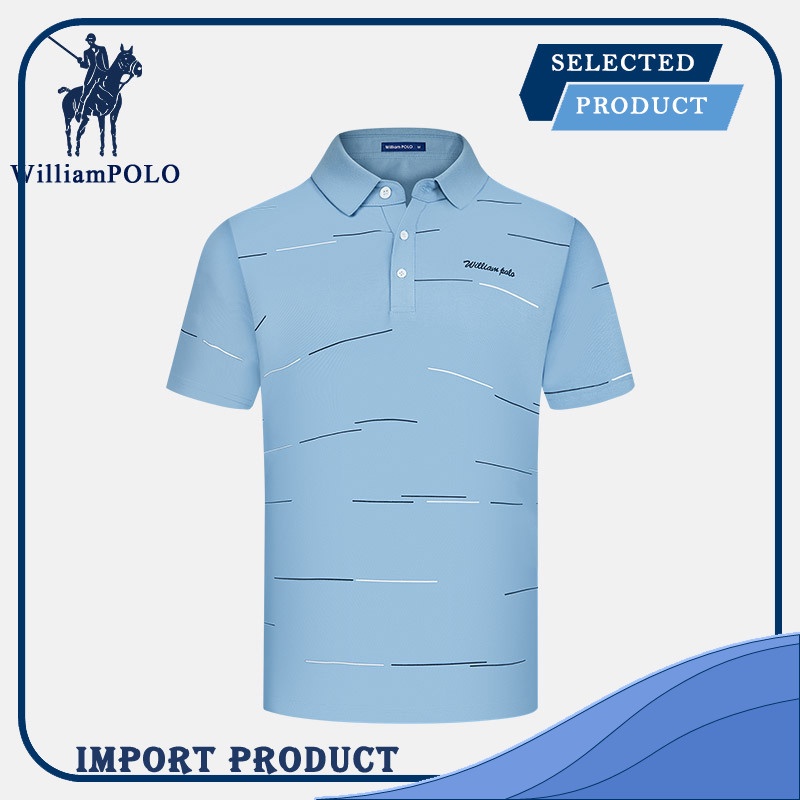 Williampolo summer Polo new men's comfortable light business shirt casual Stripe Shirt