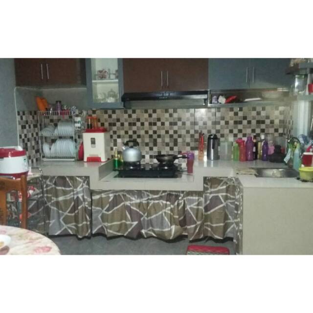 Gorden kolong dapur motif prisma coklat