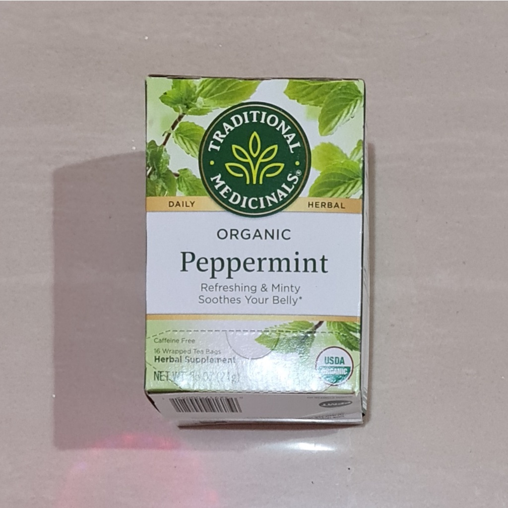 Teh Traditional Medicinals Organic Herbal Green Tea Peppermint 24 Gram