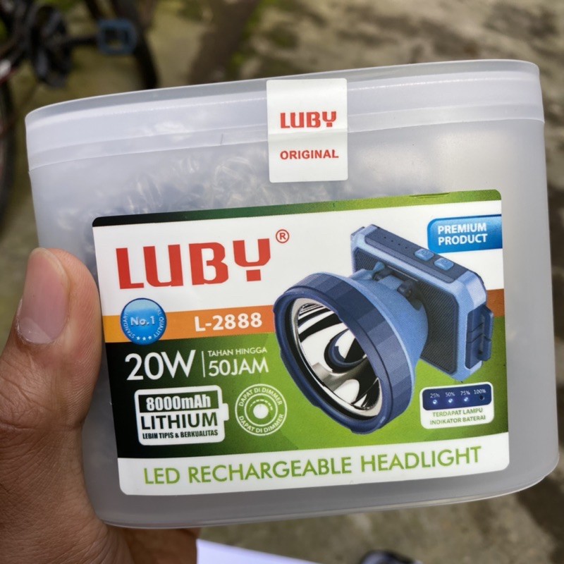 senter kepala luby 20 Watt tahan lama L- 2888 baterai 8000mah Luby L- 2888L / L- 2888K head lamp