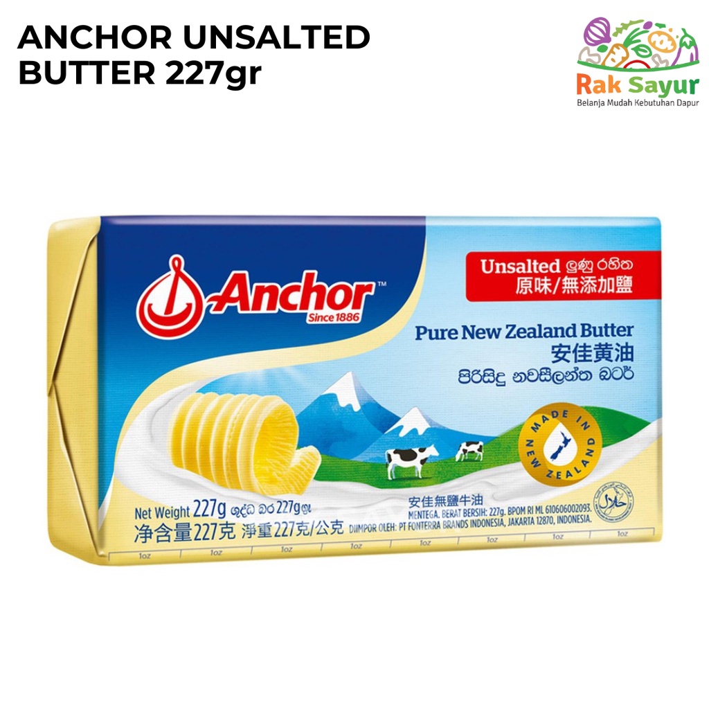 

Anchor Butter Unsalted 227gr Keju MPASI Tanpa Garam Rak Sayur Padang