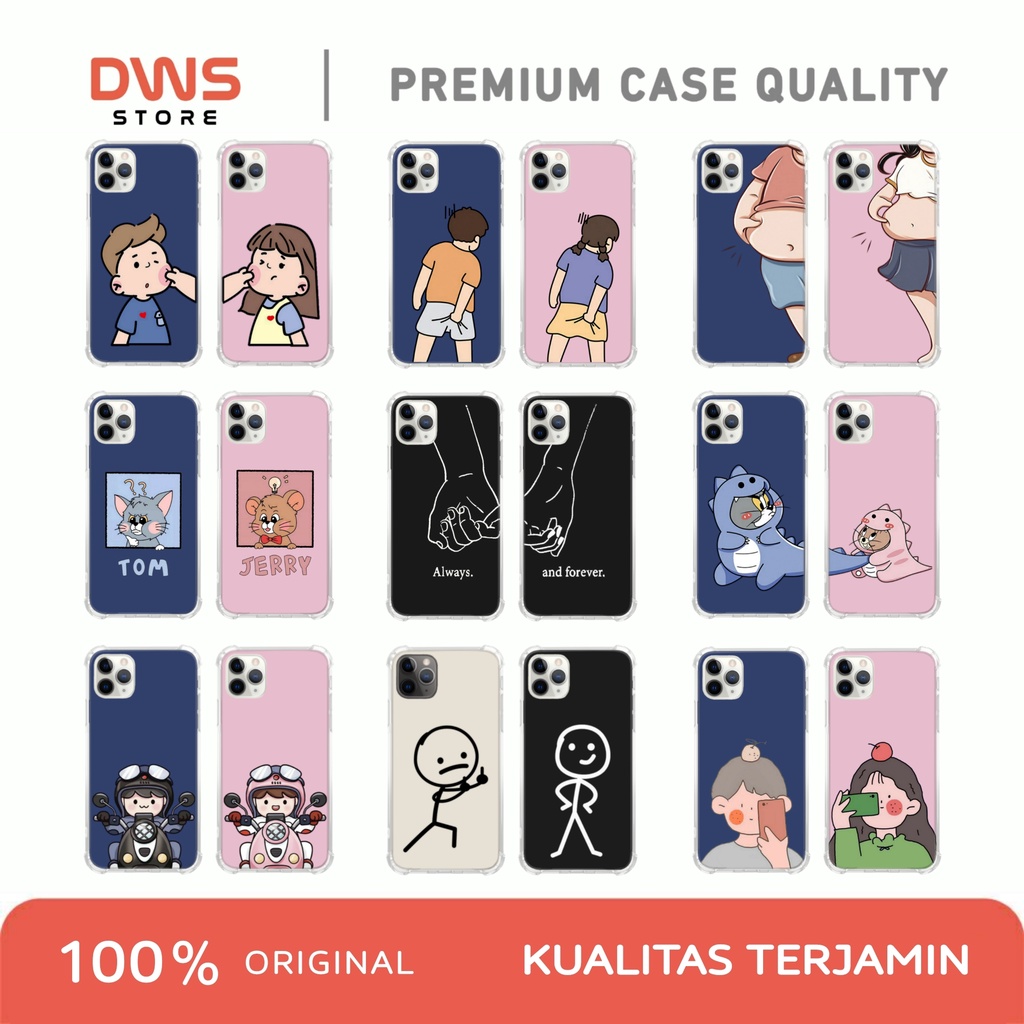 (A165] Case Couple Lucu Gemoy All Type HP Oppo Vivo Samsung Realme Iphone Redmi Note 4 5 6 7 8 9 10 