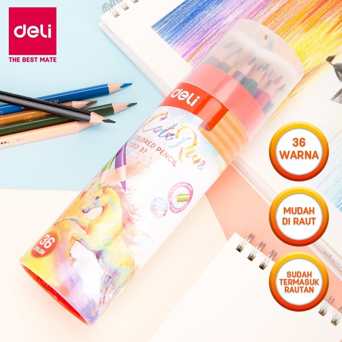 

(BISA COD) Deli EC00337 Pensil Warna 36 Warna dengan Bonus Rautan Pensil baru
